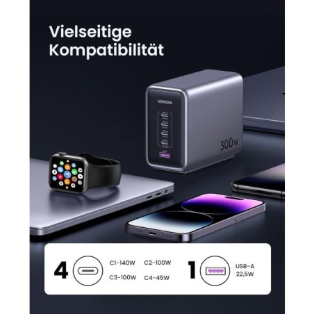Polnilec Ugreen Nexode 300W GaN II 5-portni USB - box