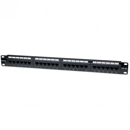 Patch panel INTELLINET 1U, 24-port, UTP Cat5e, črn