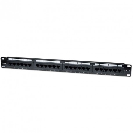 Patch panel INTELLINET 1U, 24-port, UTP Cat6, črn