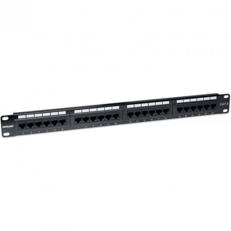 Patch panel INTELLINET 1U, 24-port, UTP Cat6, črn