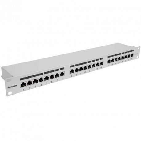 Patch panel INTELLINET 1U, 24-port, FTP Cat6a, siv