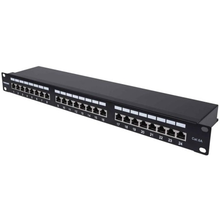 Patch panel INTELLINET 1U, 24-port, FTP Cat6a, črn