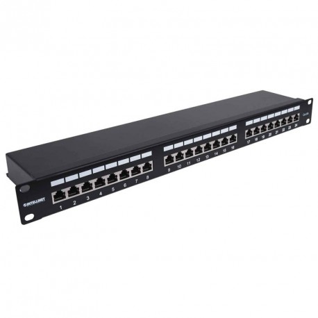 Patch panel INTELLINET 1U, 24-port, FTP Cat6a, črn