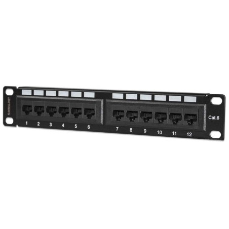 Patch panel INTELLINET 1U, 12-port, UTP Cat6, črn