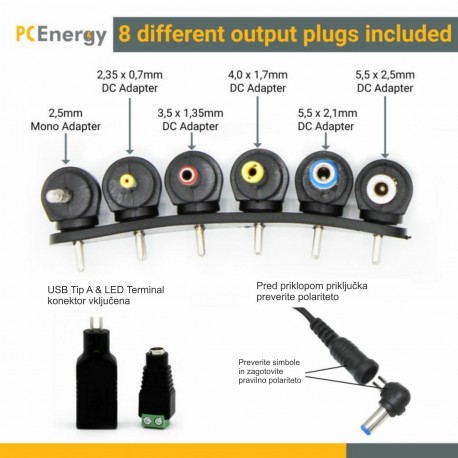 Univerzalni napajalnik PCEnergy 2250mA 3V-12V