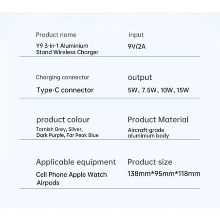 Polnilna postaja VEGER 3v1 Y9, siva
