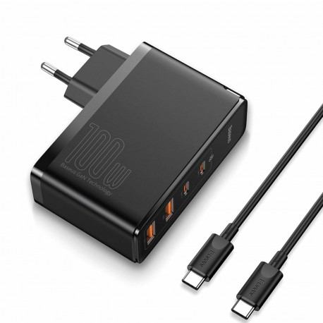 Polnilec Baseus CCGAN2P-L01, USB-C/A, 100W, črn