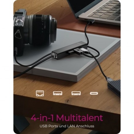 Hub Icy Box IB-HUB1439-LAN, 4-portni, USB-A/C 3.2