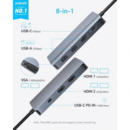Hub Anker A83790A2,  8-v-1, USB-C