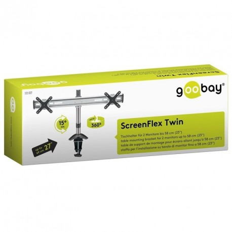 Namizni nosilec za 2 monitorja Goobay ScreenFlex Twin, do 58 cm