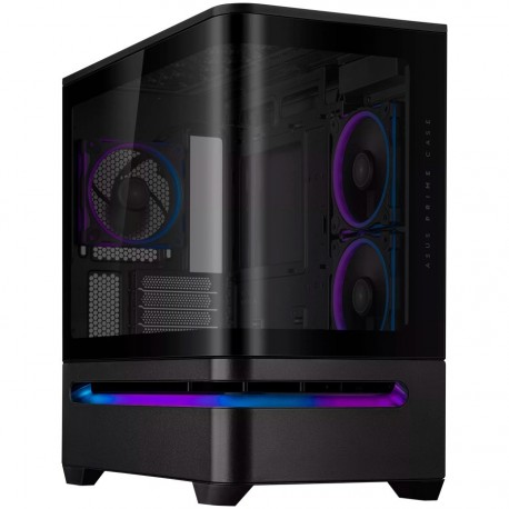 Ohišje ASUS Prime AP202 ARGB TG mATX, kaljeno steklo, 3x120mm ventilatorji, črno