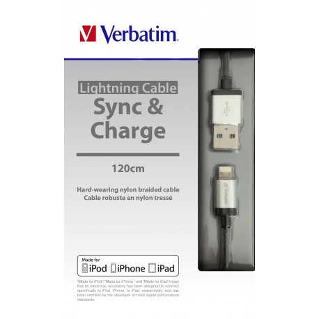 Verbatim Lightning Cable Sync & Charge 120cm Silver (48851)