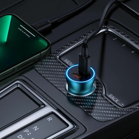 Avtomobilski polnilec Baseus CGJP000003, 2x USB-C PD QC, moder