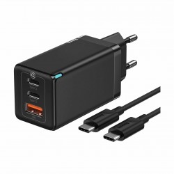 Polnilec Baseus CCGP120201, 65W, 2x USB-C, USB-A, ProQC, črn