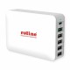 Polnilec Roline 60W, USB-C, 5x USB-A, QC PD, bel