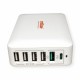 Polnilec Roline 60W, USB-C, 5x USB-A, QC PD, bel