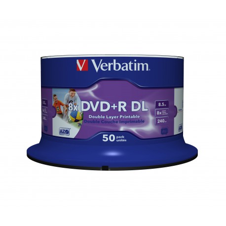 Mediji DVD+R Dual Layer 8.5GB 8x Verbatim InkJet Spindle-50 (43703)
