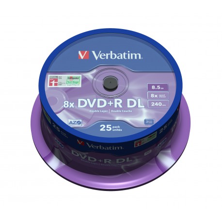 Mediji DVD+R Dual Layer 8.5GB 8x Verbatim Spindle-25 (43757)