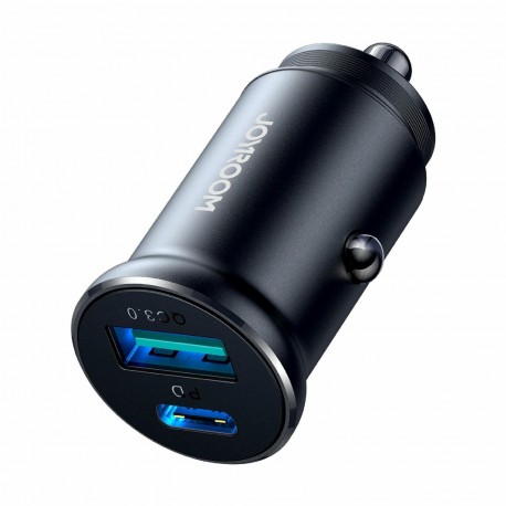 Avtomobilski polnilec Joyroom JR-CCN05, 30W PD QC, USB-A, USB-C, črn
