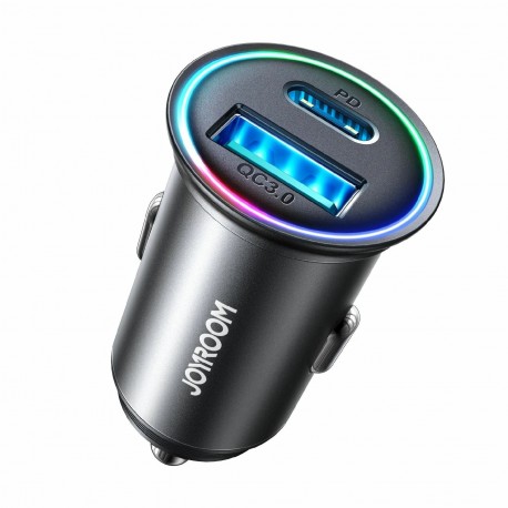 Avtomobilski polnilec Joyroom JR-CCN04, 60W PD QC, USB-A, USB-C, črn