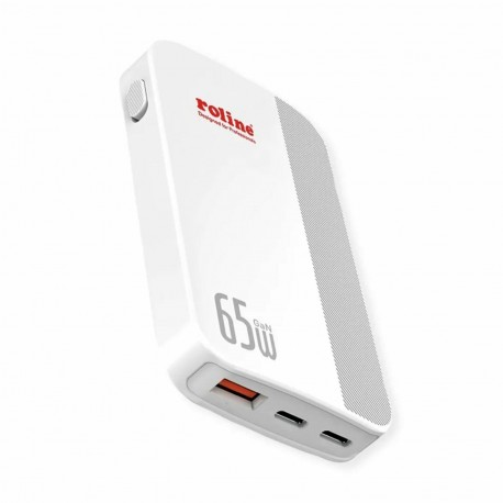 Polnilec kotni Roline 65W, 2x USB-C, USB-A, bel