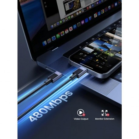 Polnilni kabel Ugreen USB-C na USB-C, 240W, 1m