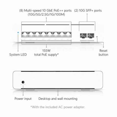 Stikalo (switch) Ubiquiti USW-Pro-XG-8-PoE, 8-port, PoE++, SFP+