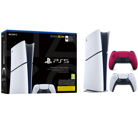 Igralna konzola PlayStation 5 Slim Digital, 825GB + dodaten kontroler (c. rdeč)
