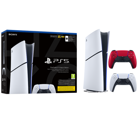 Igralna konzola PlayStation 5 Slim Digital, 825GB + dodaten kontroler (v. rdeč)