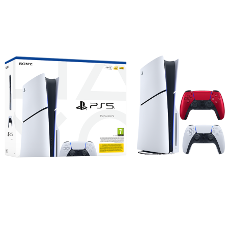 Igralna konzola PlayStation 5 Slim, 1TB + dodaten kontroler (volcanic rdeč)