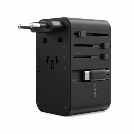 Potovalni adapter Choetech PD5022 70 W z USB-C PD in vtiči EU/US/UK/AU