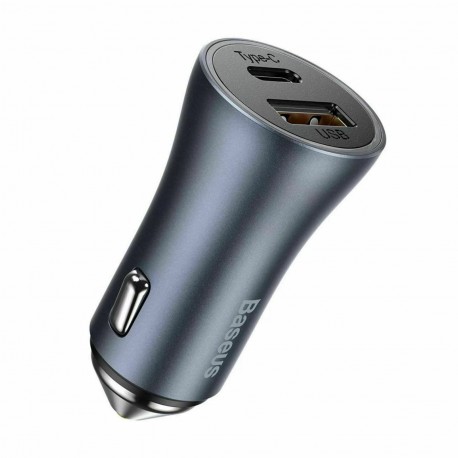 Avtomobilski polnilec Baseus TZCCJD-0G 40W QC PD, USB-C, USB-A, siv