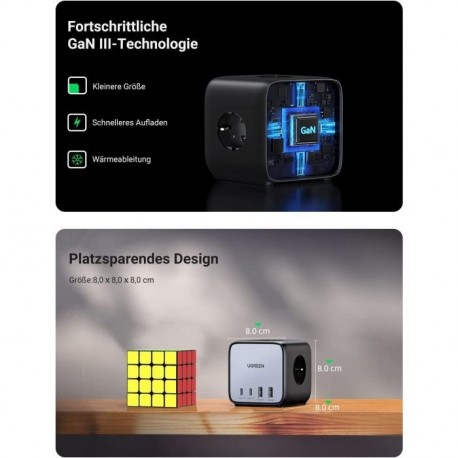 Polnilec Ugreen DigiNest Cube 65W USB-C, 7v1