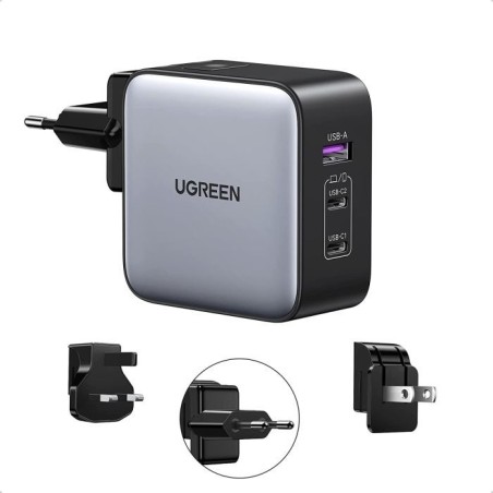 Potovalni polnilec Ugreen Nexode 65W GaN PD, USB-A, USB-C
