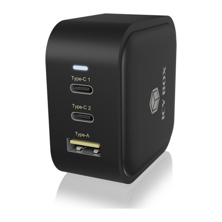 Polnilec IcyBox IB-PS1030-PD 65W GaN, USB-C, USB-A