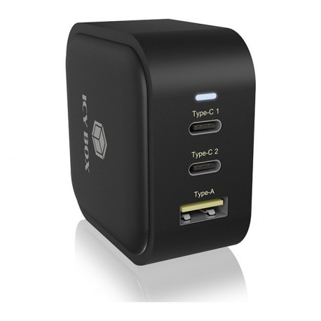 Polnilec IcyBox IB-PS1030-PD 65W GaN, USB-C, USB-A