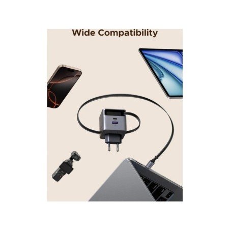 Polnilec Ugreen Retractable 45W GaN, USB-C, USB-A