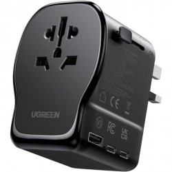 Univerzalni potovalni polnilec Ugreen 65W, 2x USB-C, 1x USB-A, črn