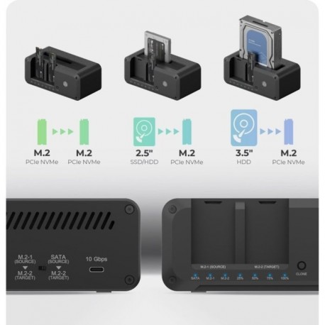 Priklopna in klonirna postaja IcyBox IB-2924MSCL-C31 za M.2 NVMe SSD & 2,5/3,5