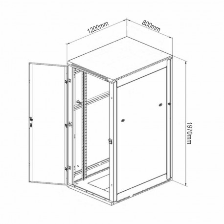 Samostoječi kabinet Triton 42U 1970 800x1200, siv, sestavljen