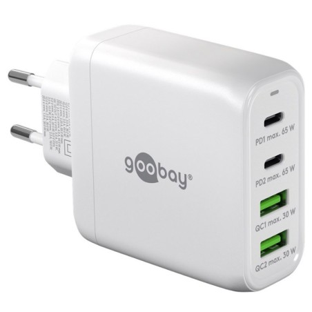Polnilec GOOBAY 68W QC, 2x USB-C, 2x USB-A, bel