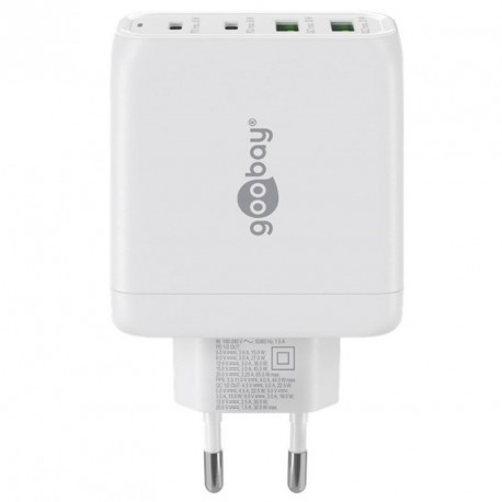 Polnilec GOOBAY 68W QC, 2x USB-C, 2x USB-A, bel