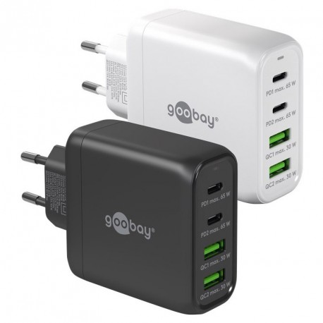Polnilec GOOBAY 68W QC, 2x USB-C, 2x USB-A, črn