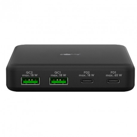 Polnilec GOOBAY 65W GaN, 2x USB-C, 2x USB-A, črn