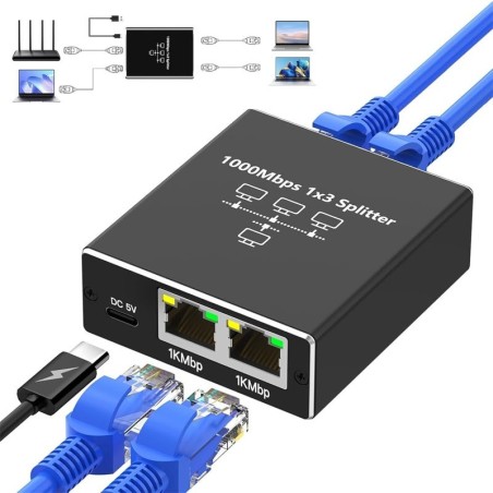Mrežni razdelilec Gigabit Ethernet na 3xRJ45 LAN
