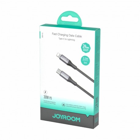 Kabel Joyroom USB-C v Lightning 30W črn pleten, 1m