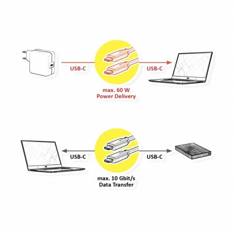Kabel Roline USB 3.2 2x2 C-C AOC PD 60W črn, 10m