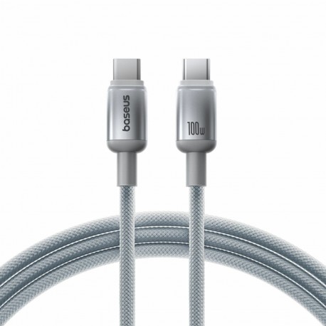 Kabel Baseus USB C-C 100W 20V 5A pleten siv, 1m