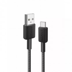 Kabel Anker 322 USB A-C, pleten, črn, 1.8m