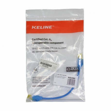 Mrežni kabel KELine SFTP CAT.6A, 0,25m, moder